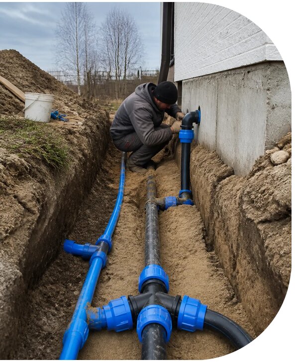 Монтаж наружного водопровода на участке под ключ в Черногорске